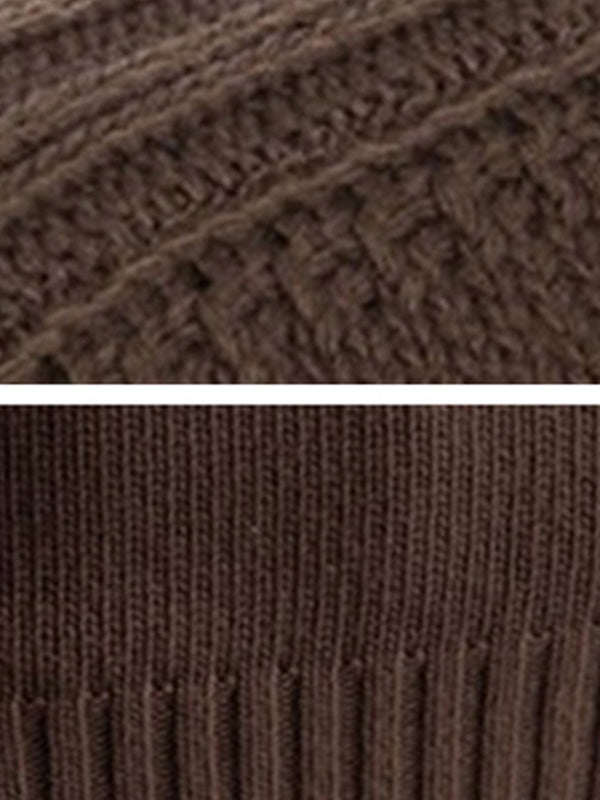 Loose Long Sleeves Solid Color High-Neck Sweater Tops