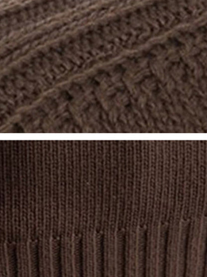 Loose Long Sleeves Solid Color High-Neck Sweater Tops