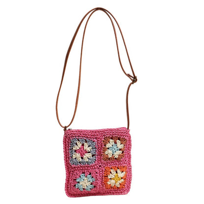 Cosbai - Vintage Square Crochet Flower Crossbody Bag