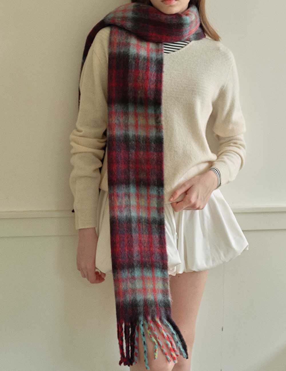 Soft Winter Color Contrast Plaid Warm Scarf