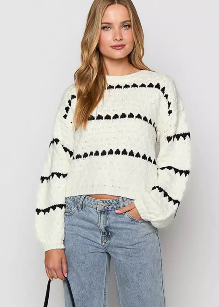Oversized Thick Knit Stripe Pullover Sweater