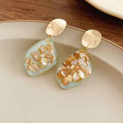 Earwish - Vintage French Style Resin Oval Earrings