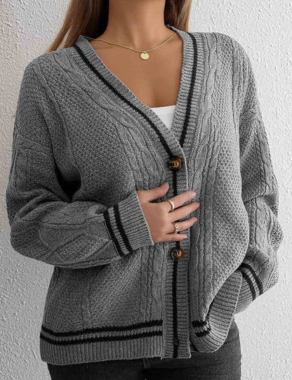 Star Embroidery Slouchy Loose Knit Cardigan