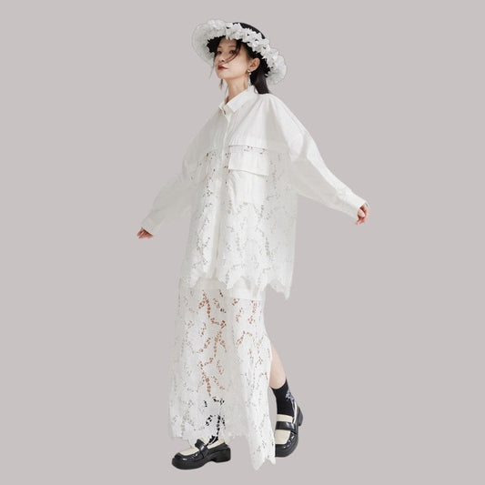 Lace-Trimmed Panel Skirt