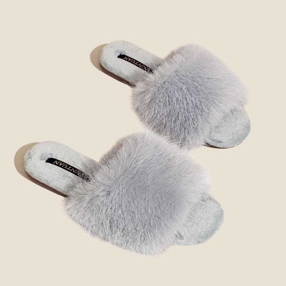 Fuzzy Faux Fur Warm Non-Slip Indoor Slippers