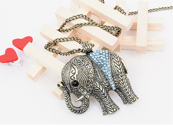 Fashion Western Vintage Elephant Necklace Jewellery Sweater Chain
