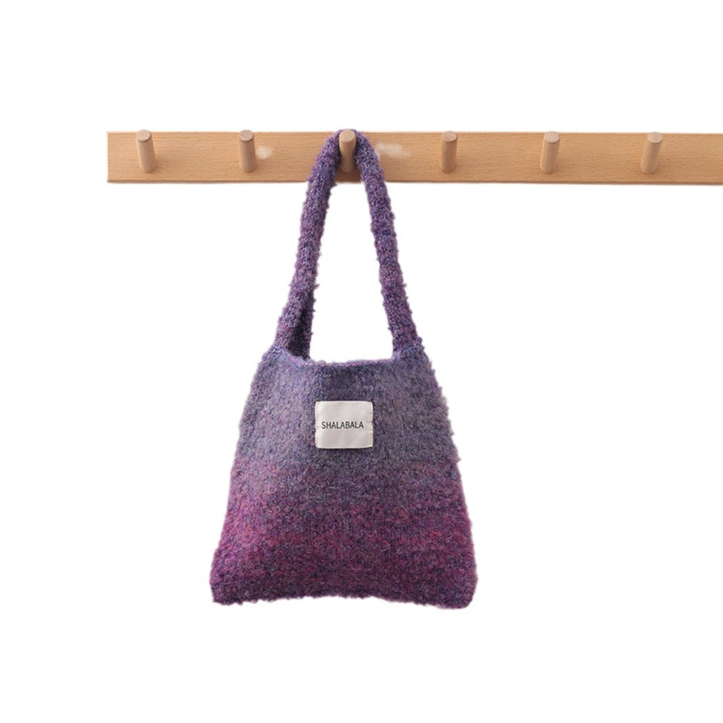 Cosbai - Vintage Ombre Knit Shoulder Bag - Simple &amp; Stylish