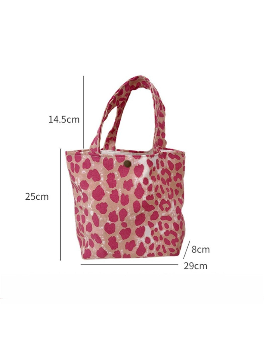 Cosbai - Pink Canvas Handbag with Leopard Patterns