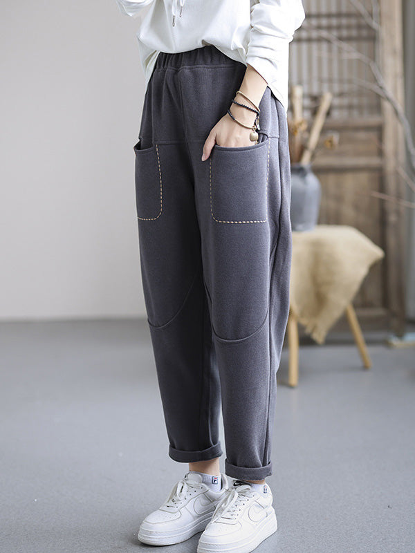 Casual Loose Solid Color Harem Pants Bottoms