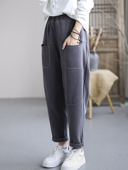 Casual Loose Solid Color Harem Pants Bottoms