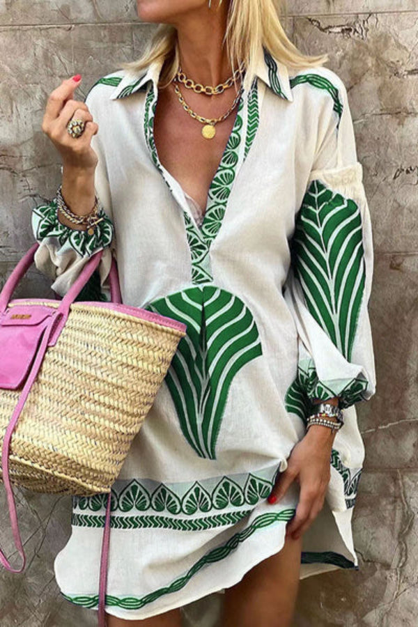 Printed Tunic Shirt Mini Dress