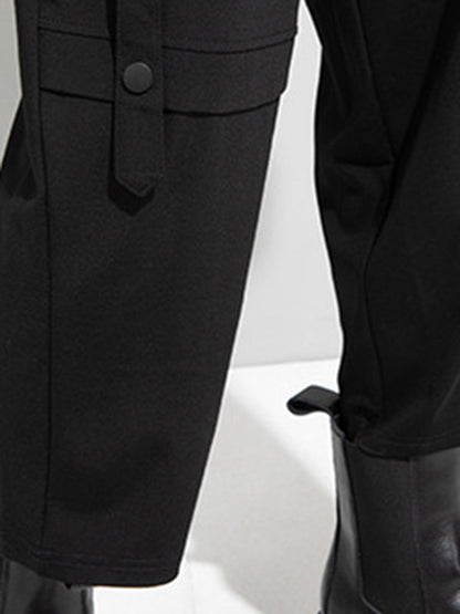 Simple Black Split-Joint High Waisted Casual Pants Bottom