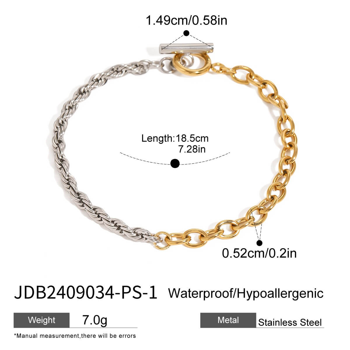 Trendy OT Buckle Color Block Chain Necklace