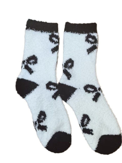 Rufia - Cute Thickened Mid-calf Socks with Bow Patterns