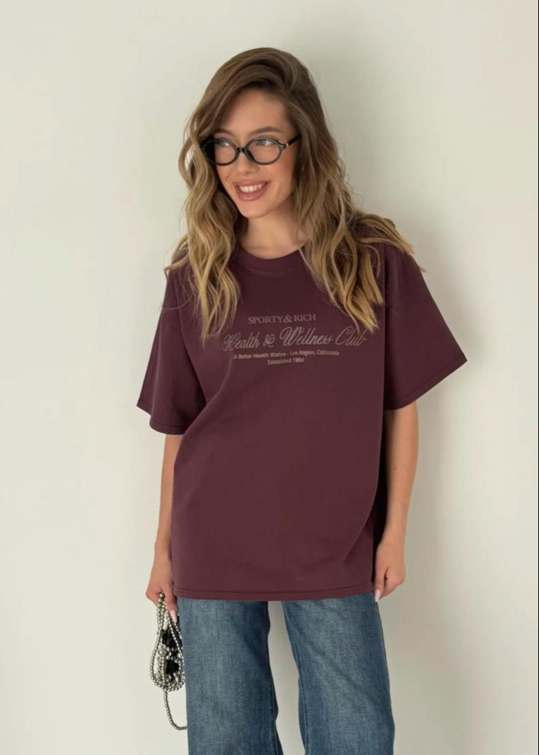 Oversized Cotton T Shirt with Vintage Print