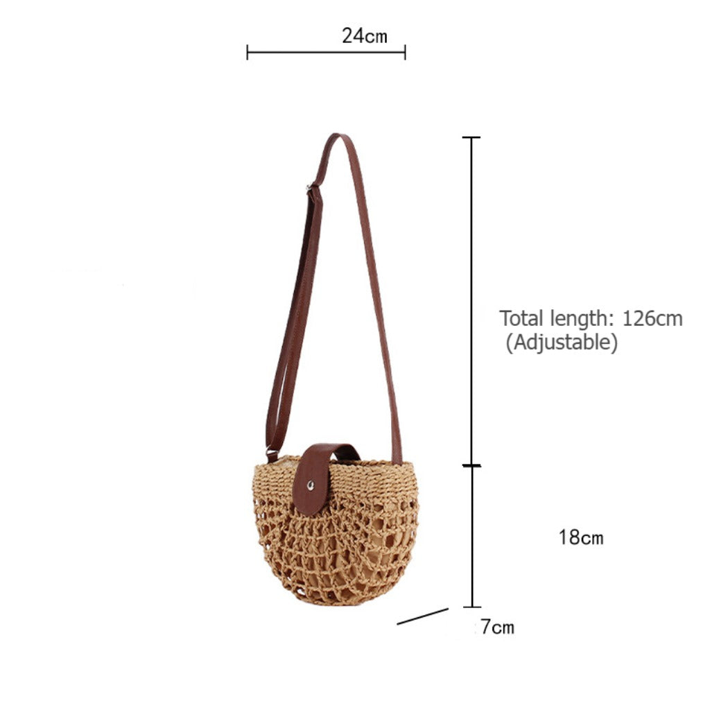 Cosbai - Half-Moon Straw Woven Crossbody Bag - Stylish &amp; Casual