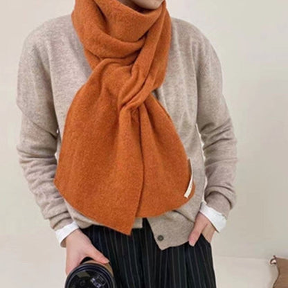 Solid Color Imitation Cashmere Warm Perforated Crossed Scarf