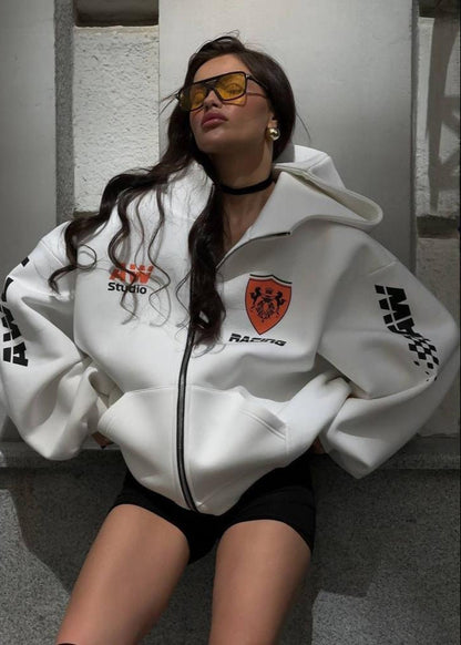 Racing Inspired Oversized Cotton Hoodie