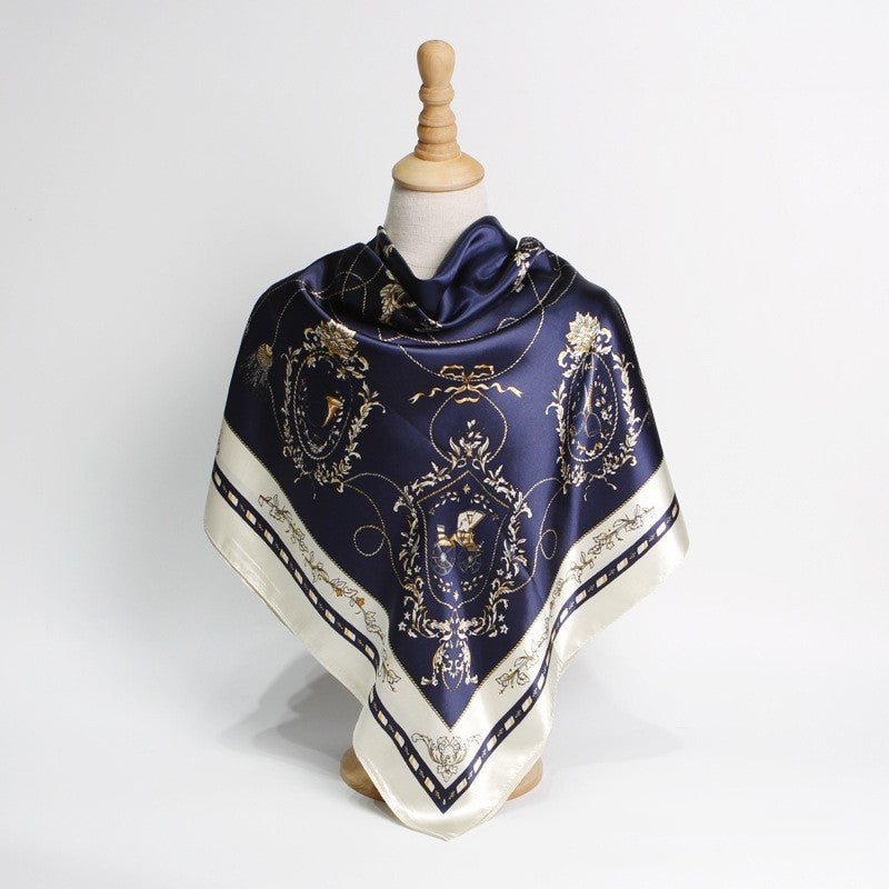 Vintage Elegant Geometric Pattern Silk Scarf
