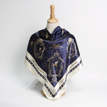 Vintage Elegant Geometric Pattern Silk Scarf
