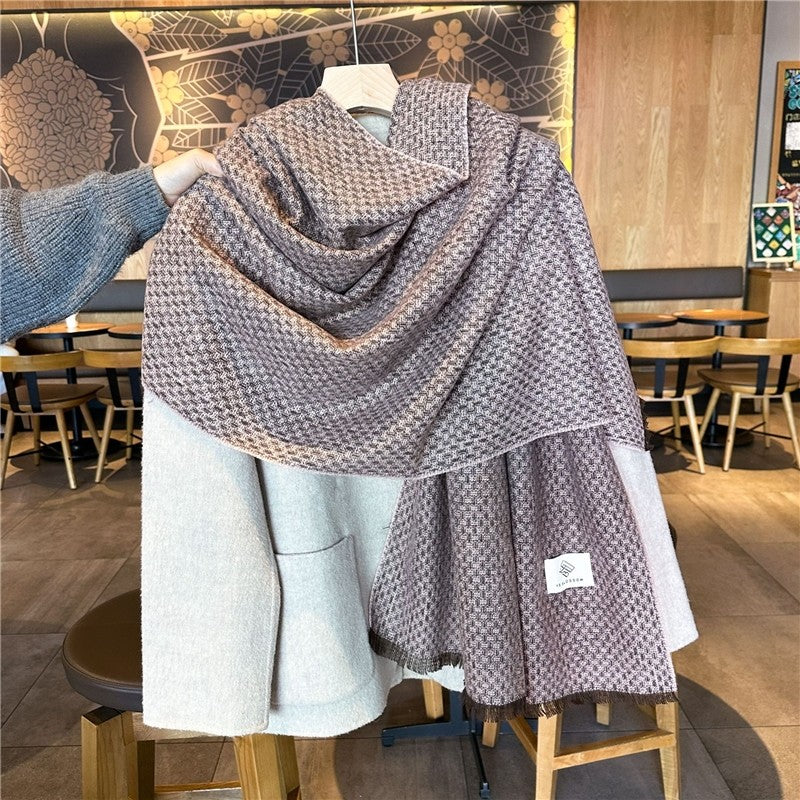 Plaid Fringe Warm Scarf