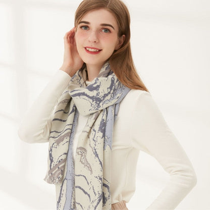 Leisure Marbled Printed Warm Scarf