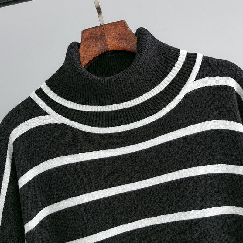 Turtleneck Loose Striped Loose Sweater