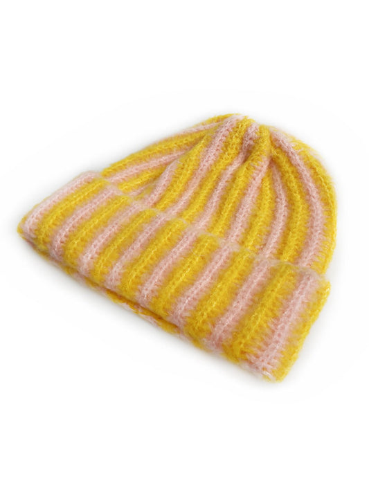 Haila - Color-block Striped Cuffed Knitted Beanie - Warm &amp; Stylish