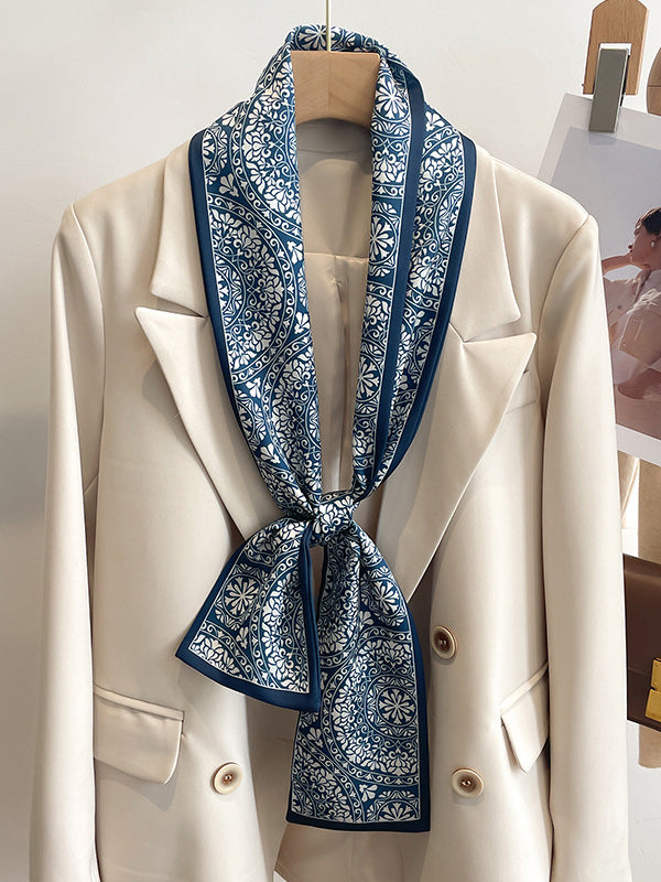 Contrast Color Floral Printed Hair Band Scarf