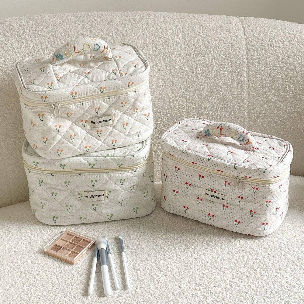 Polka Dot Cherry Print Make Up Bag
