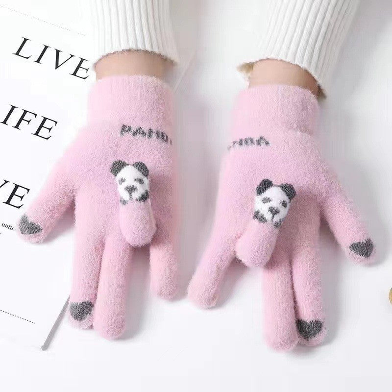 Bear Jacquard Knit Gloves