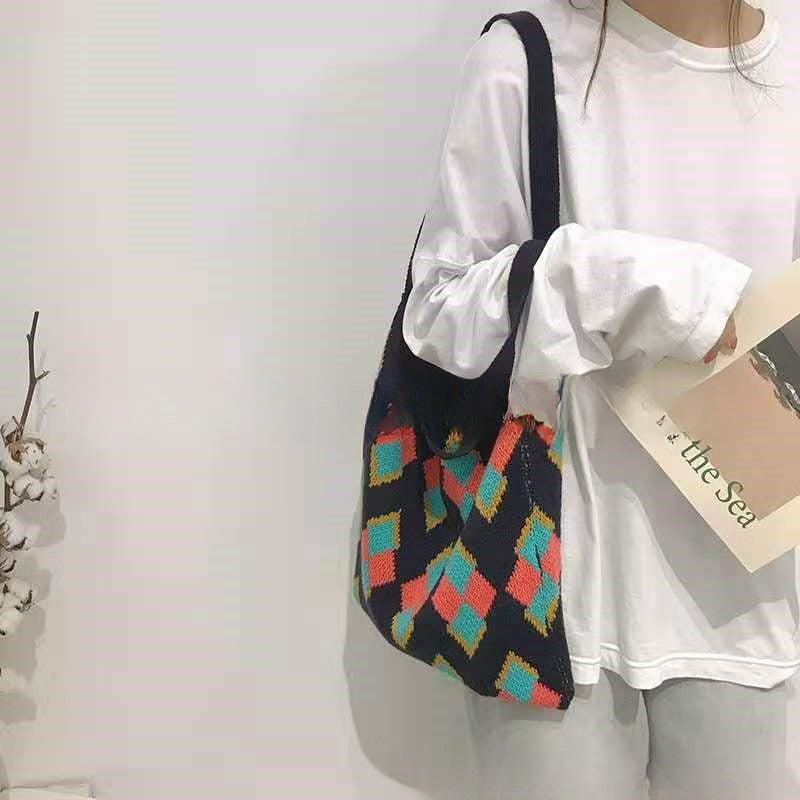 Crochet Tote Bag Cute Knit Bag For Teenage Girls