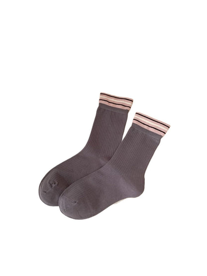 Rufia - Striped Ribbed Mid-Calf Capsule Socks