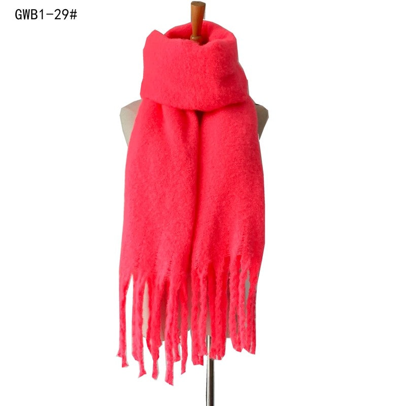 Winter Tassel Thickened Solid Color Scarf Shawl