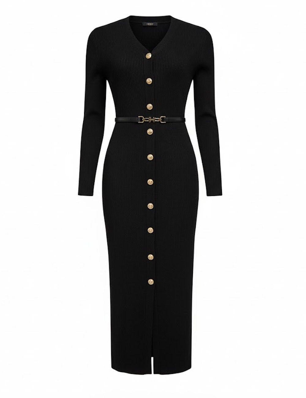 Fall V-Neck Long Sleeve Button Down Maxi Dress