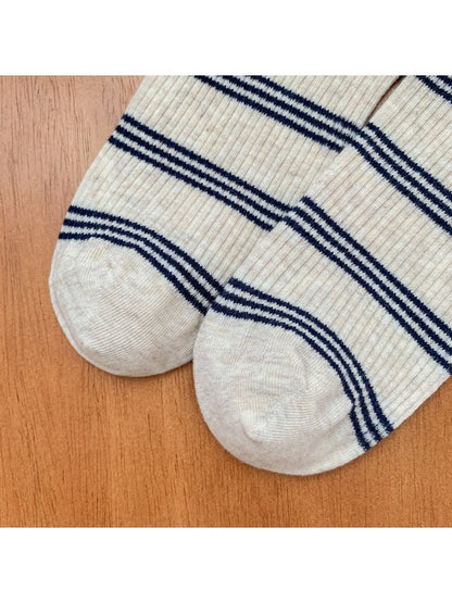 Rufia - Striped Breathable Mid-calf Socks for Women