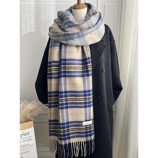 Plaid Fringe Shawl Scarf