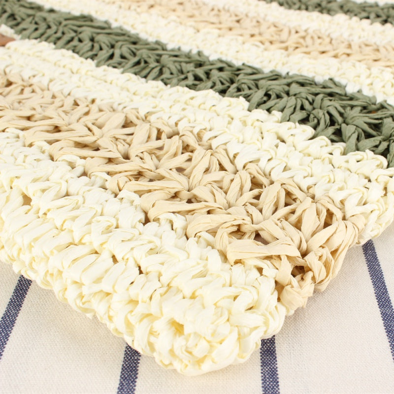 Crochet Market Bag Color Contrast Stripe Bag