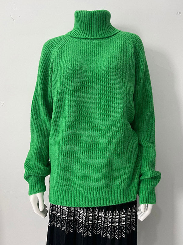 Casual 6 Colors High-Neck Long Sleeves Sweater Top