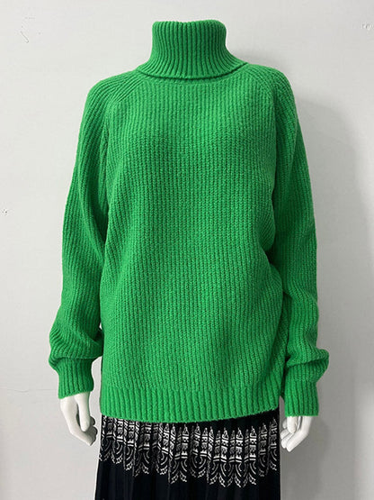 Casual 6 Colors High-Neck Long Sleeves Sweater Top