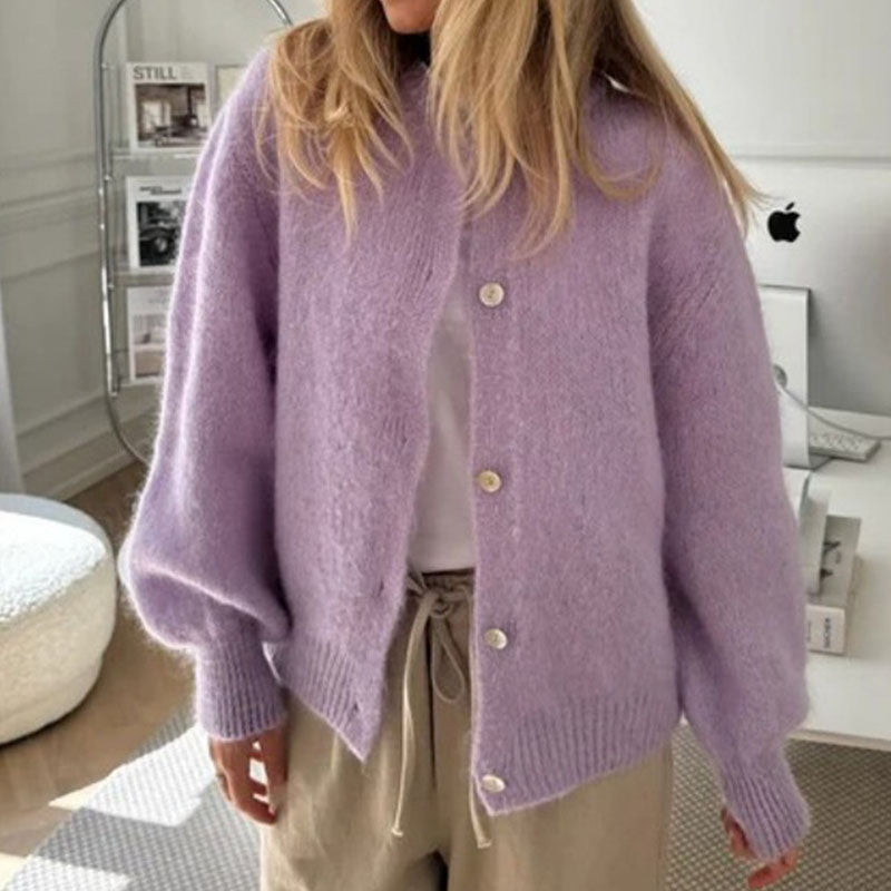 Minimalist Winter Solid Color Knit Cardigan