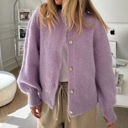 Minimalist Winter Solid Color Knit Cardigan