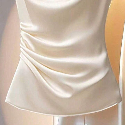 Solid Color Pleated Short Sleeve Shirt