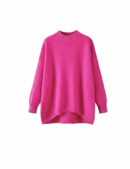 Retro Mock Neck Oversized Pullover Knit Sweater