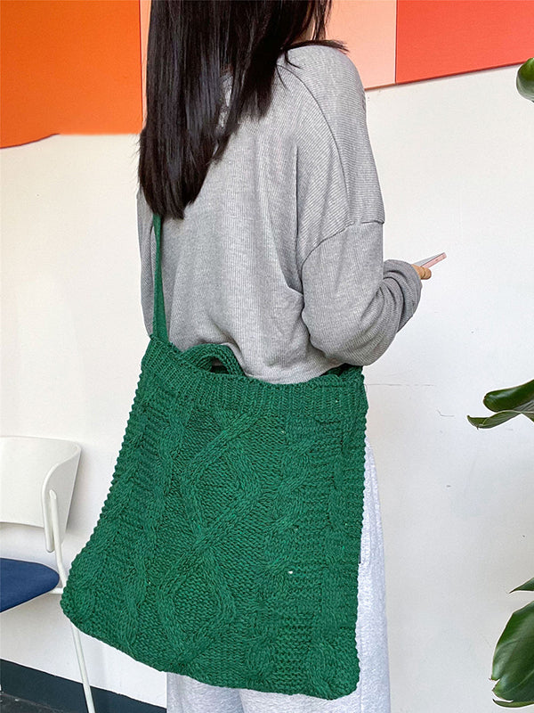 Casual Knitting Solid Color Handmade Bags Accessories
