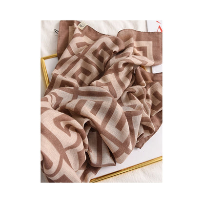 Stylish Printed Warm Sun-Proof Silk Scarf