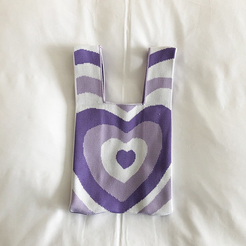 Knit Checkerboard Casual Tote Bag