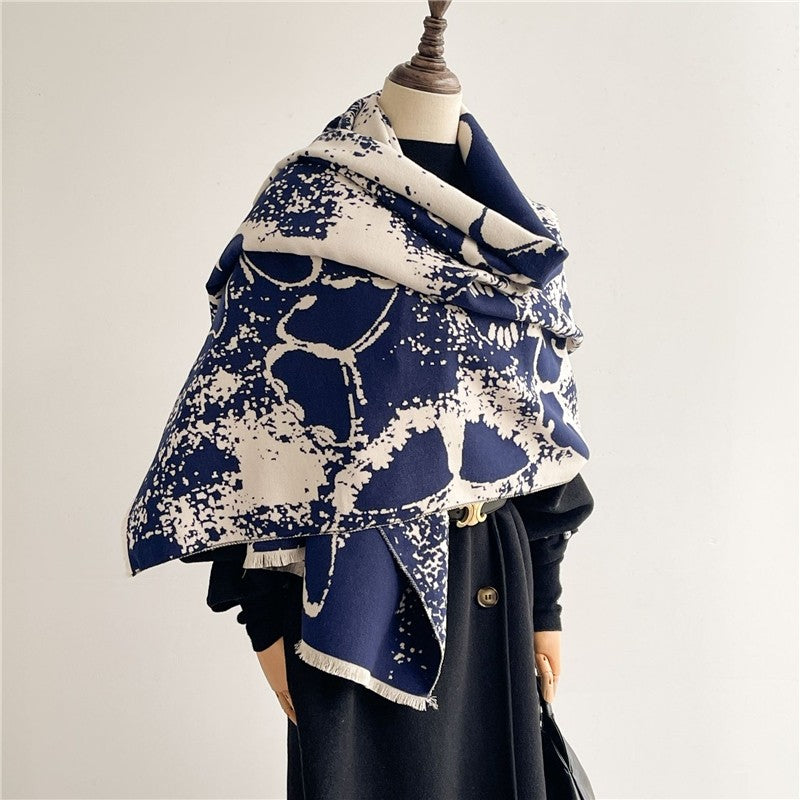 Jacquard Fringed Cashmere-Like Scarf