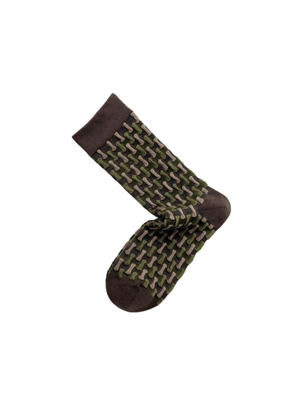 Rufia - Geometric Pattern Color-Block Mid-Crew Socks