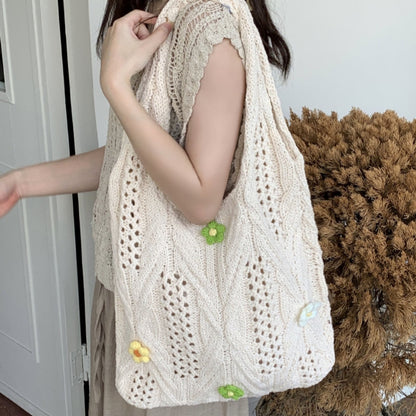 Crochet Tote Bag Simple Wool Knitted Bag